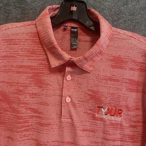 Adidas Polo Shirt Mens M Red Pink East Lake Tour Championship Golf Performance